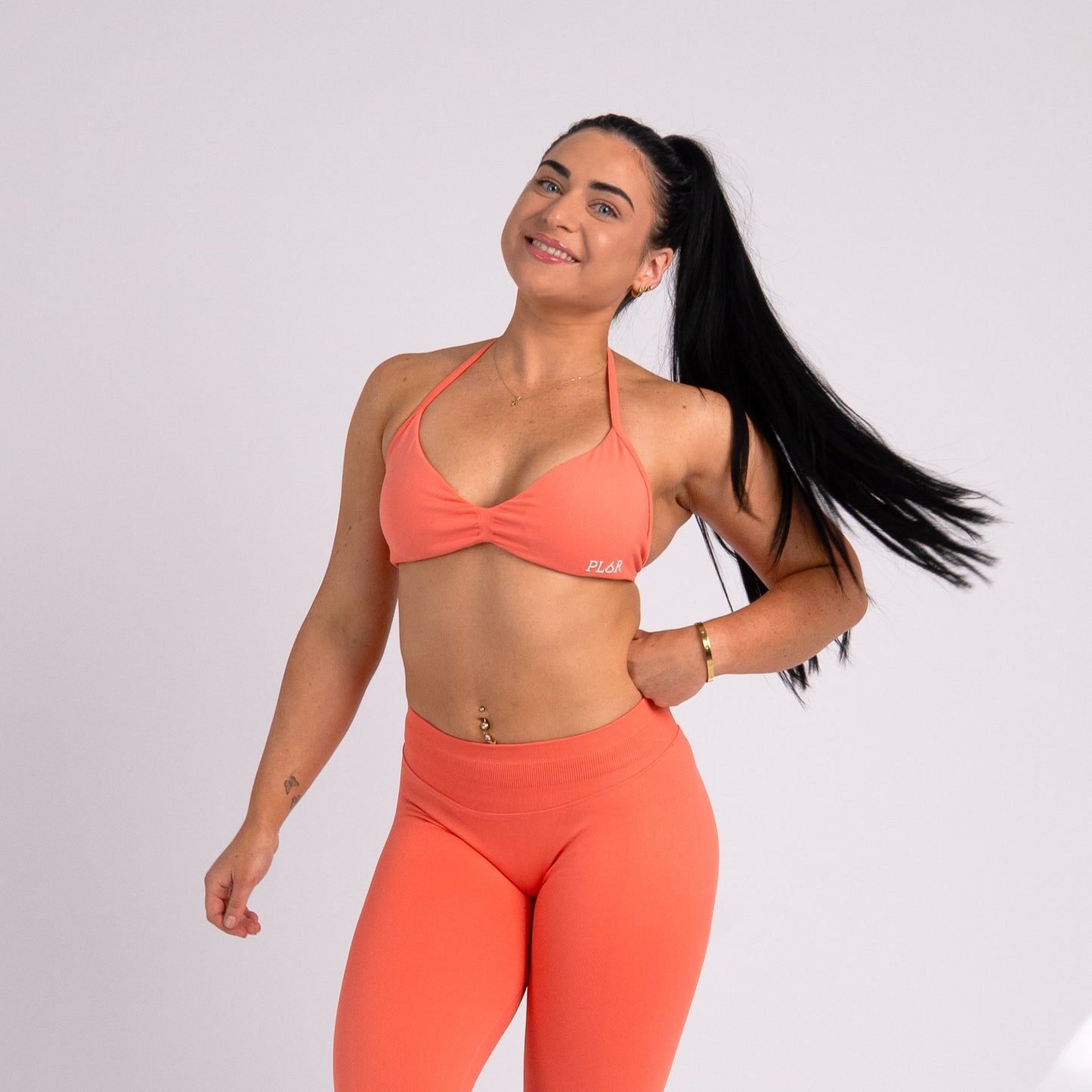 Backless Halter Crop - CORAL