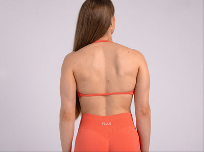 Backless Halter Crop - CORAL