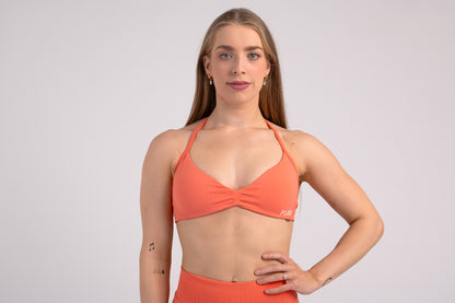 Backless Halter Crop - CORAL
