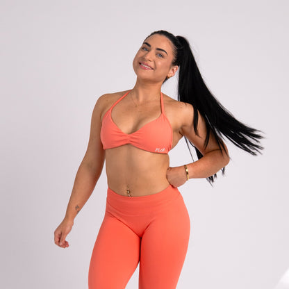 Backless Halter Crop - CORAL