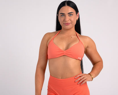 Backless Halter Crop - CORAL