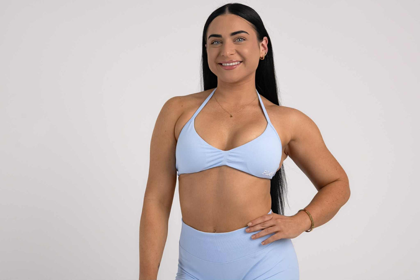 Backless halter - sky blue